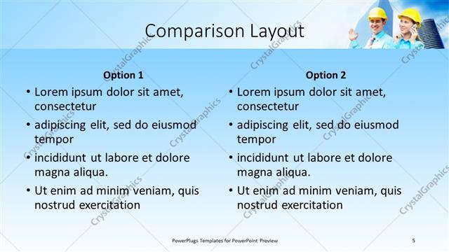 Comparison presentation slide layout