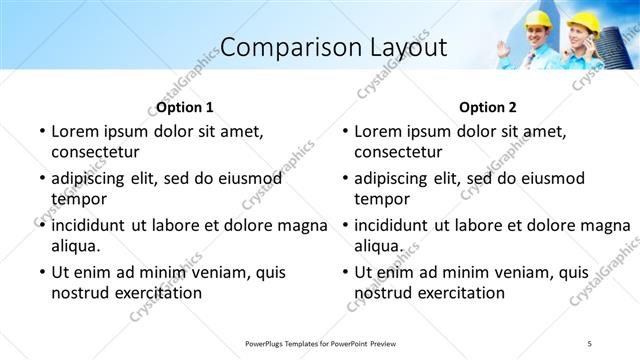 Comparison presentation slide layout