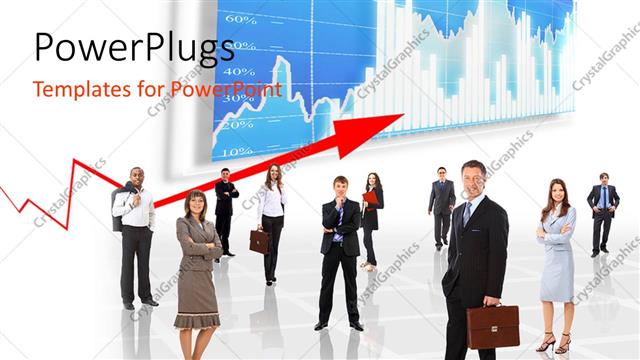  Presentation with professionals - A number of professionals with graph in the background