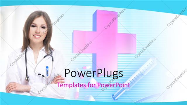  Presentation with female - A pretty female nurse with a big red cross