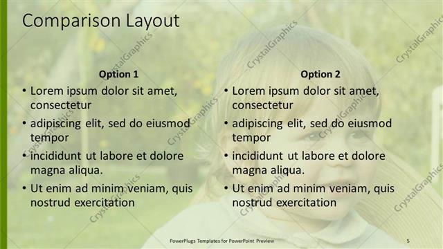 Comparison presentation slide layout