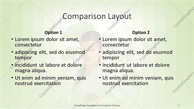Comparison presentation slide layout