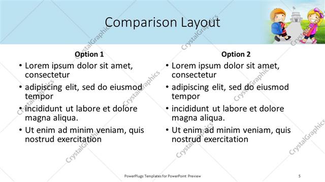 Comparison presentation slide layout
