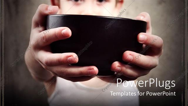  Presentation with bowl - Young boy holding bowl in outstretched hands