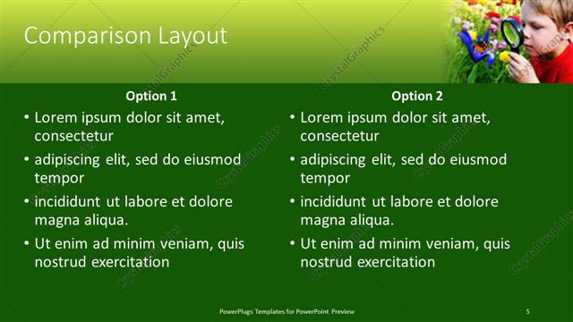 Comparison presentation slide layout