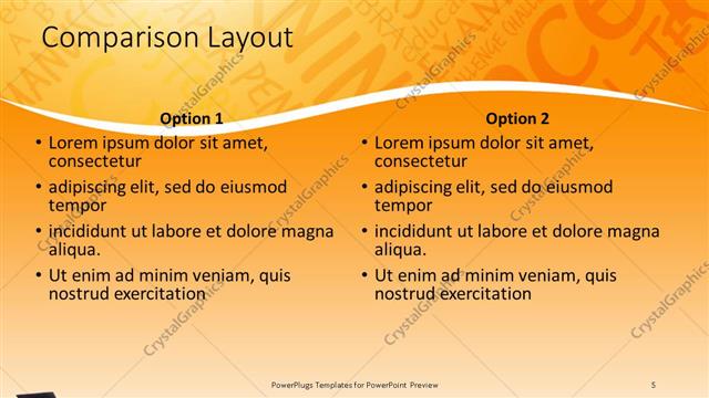Comparison presentation slide layout