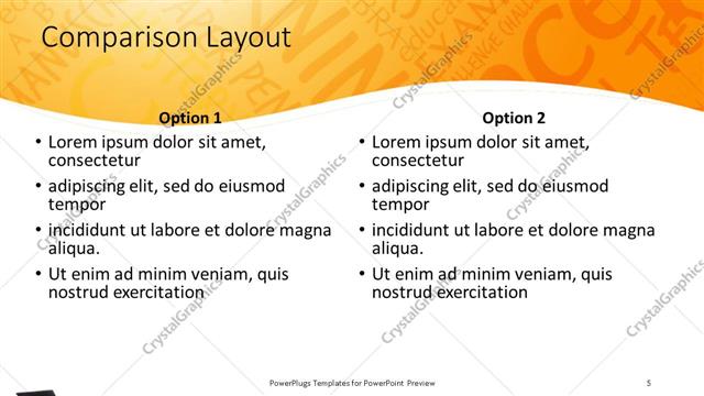 Comparison presentation slide layout