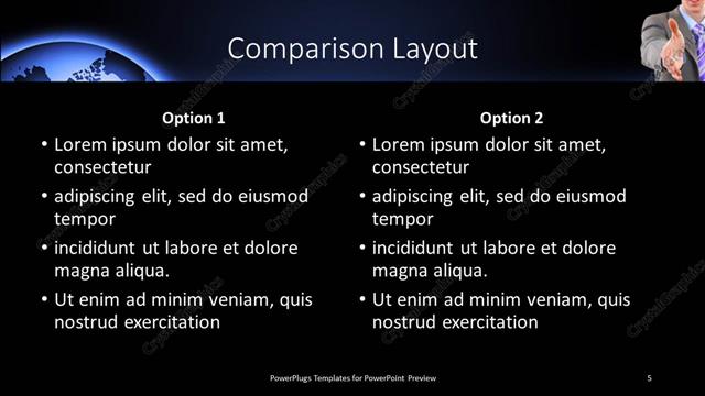 Comparison presentation slide layout