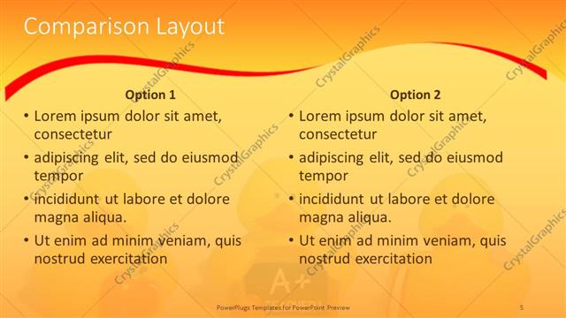 Comparison presentation slide layout