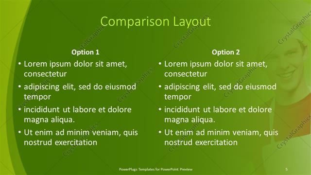 Comparison presentation slide layout