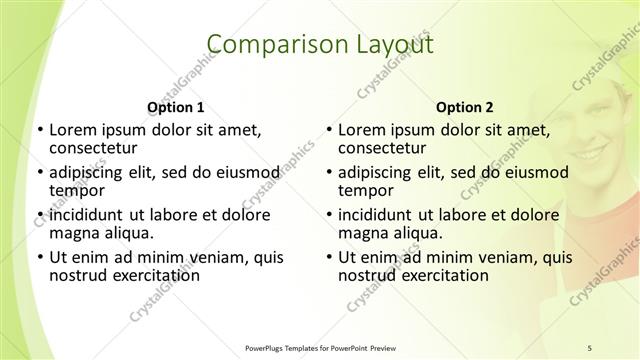 Comparison presentation slide layout
