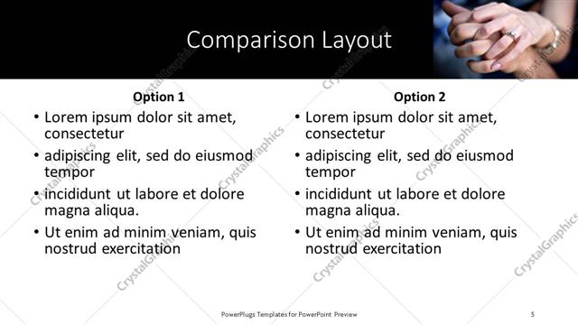 Comparison presentation slide layout