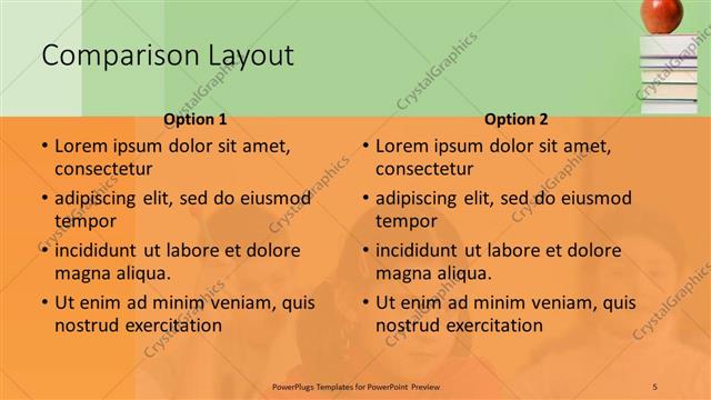 Comparison presentation slide layout