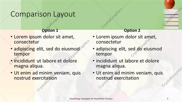 Comparison presentation slide layout