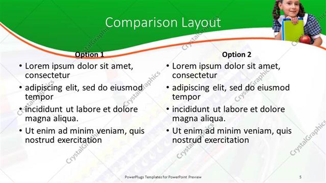 Comparison presentation slide layout