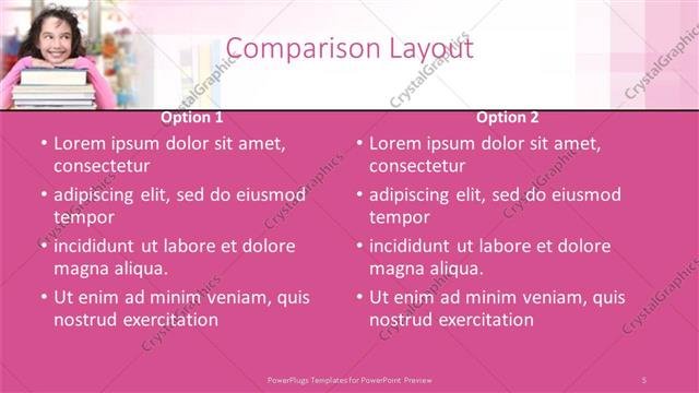 Comparison presentation slide layout