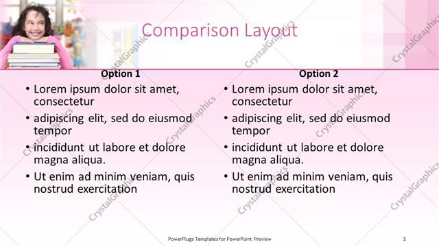 Comparison presentation slide layout