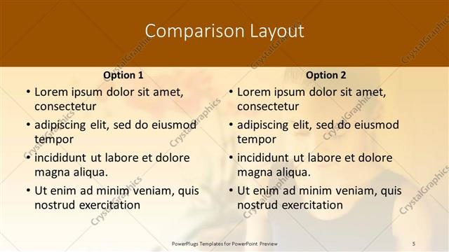 Comparison presentation slide layout