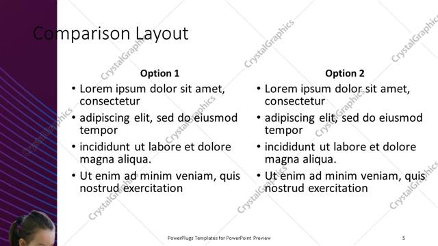 Comparison presentation slide layout