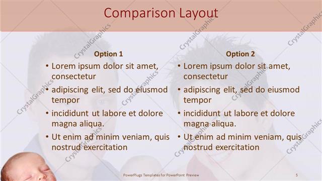 Comparison presentation slide layout