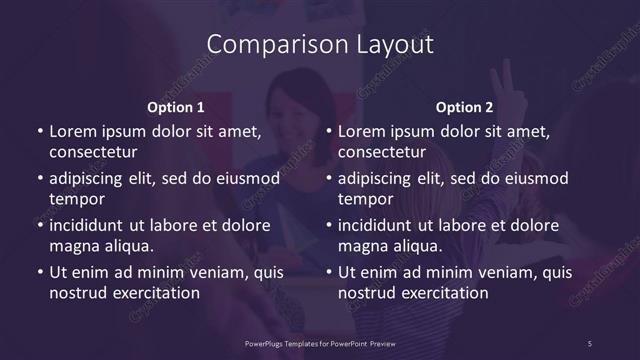 Comparison presentation slide layout