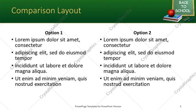 Comparison presentation slide layout