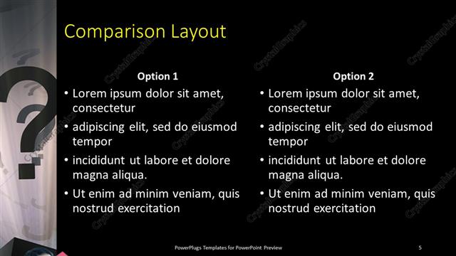 Comparison presentation slide layout