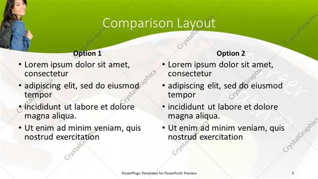 Comparison presentation slide layout