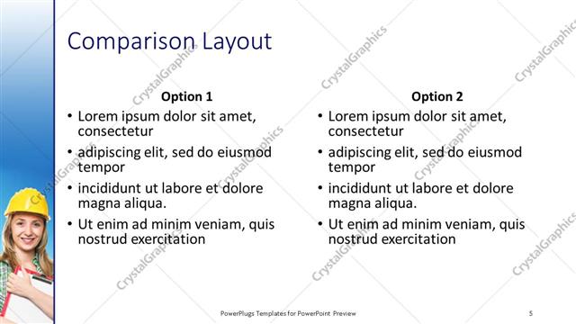 Comparison presentation slide layout