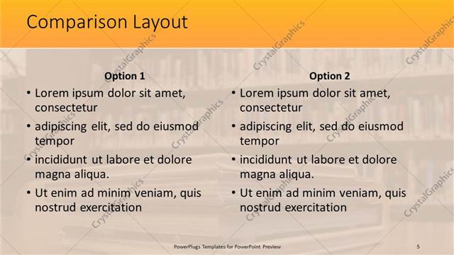 Comparison presentation slide layout
