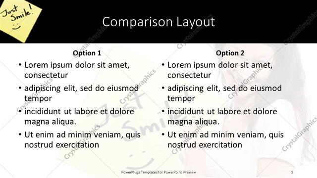 Comparison presentation slide layout