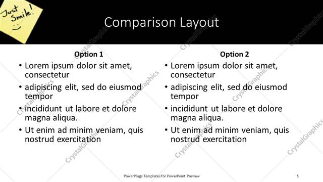 Comparison presentation slide layout