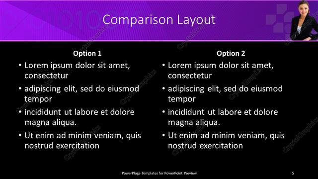 Comparison presentation slide layout