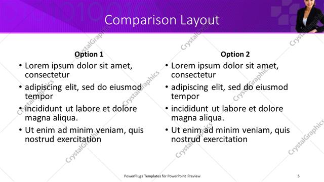 Comparison presentation slide layout