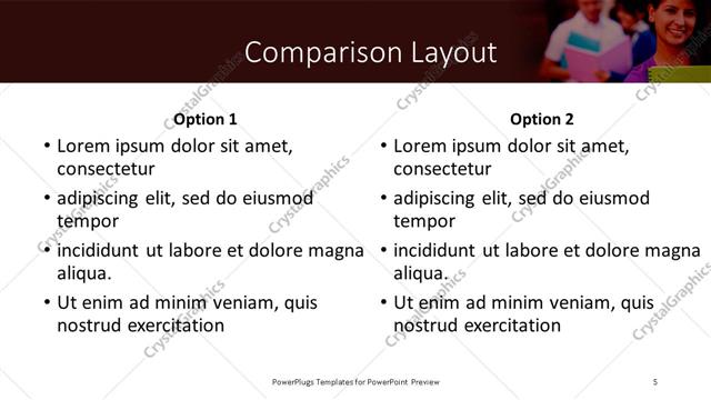 Comparison presentation slide layout