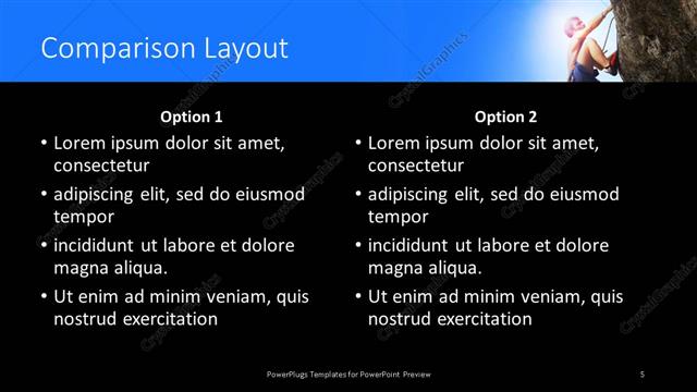 Comparison presentation slide layout