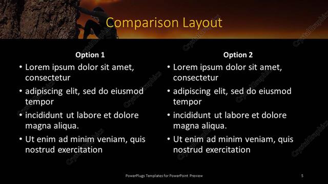 Comparison presentation slide layout