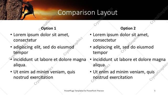 Comparison presentation slide layout