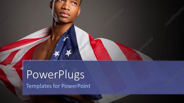  Presentation with athlete - A young man draped with the american flag looking upward