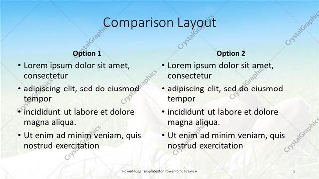 Comparison presentation slide layout