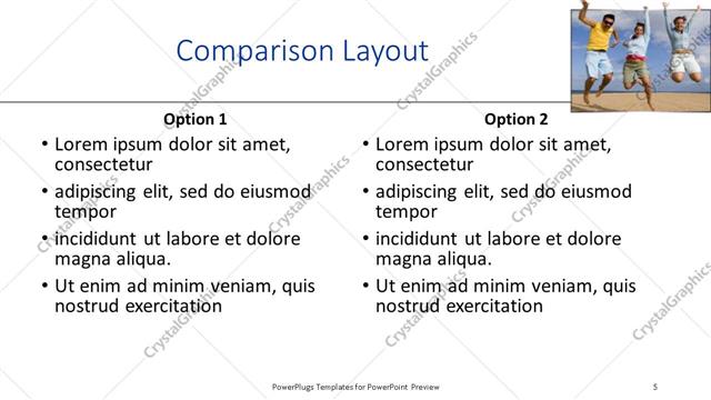 Comparison presentation slide layout
