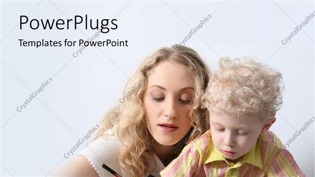  Presentation with teaching - Young mother teaching handsome lad from open book