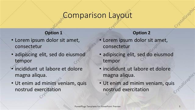 Comparison presentation slide layout