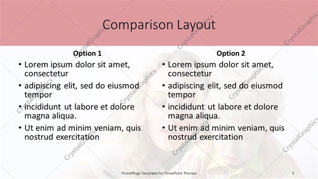 Comparison presentation slide layout