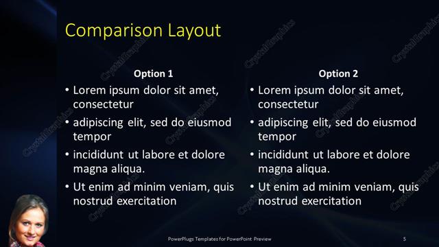 Comparison presentation slide layout