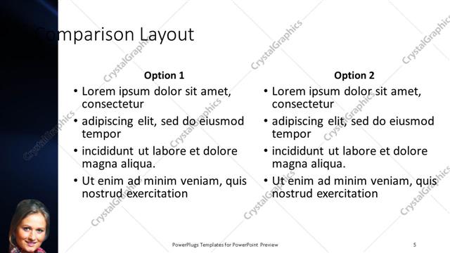 Comparison presentation slide layout