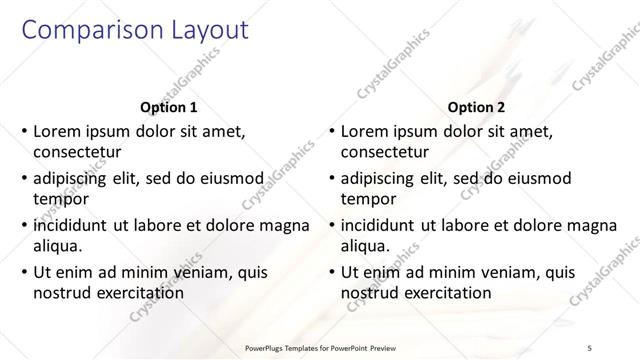 Comparison presentation slide layout