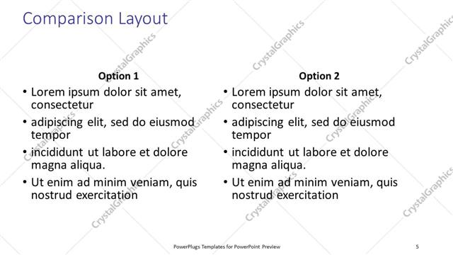 Comparison presentation slide layout