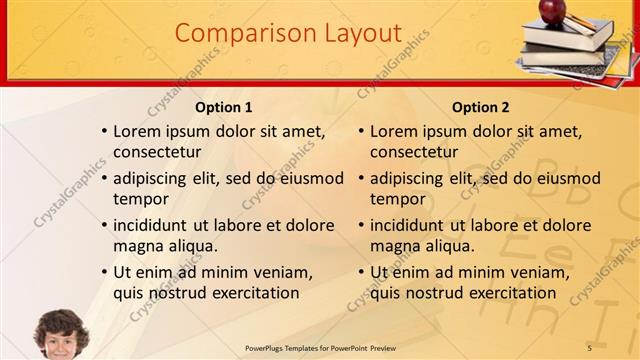 Comparison presentation slide layout