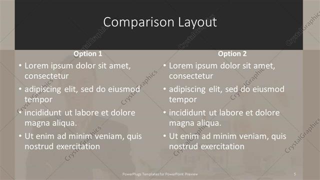 Comparison presentation slide layout